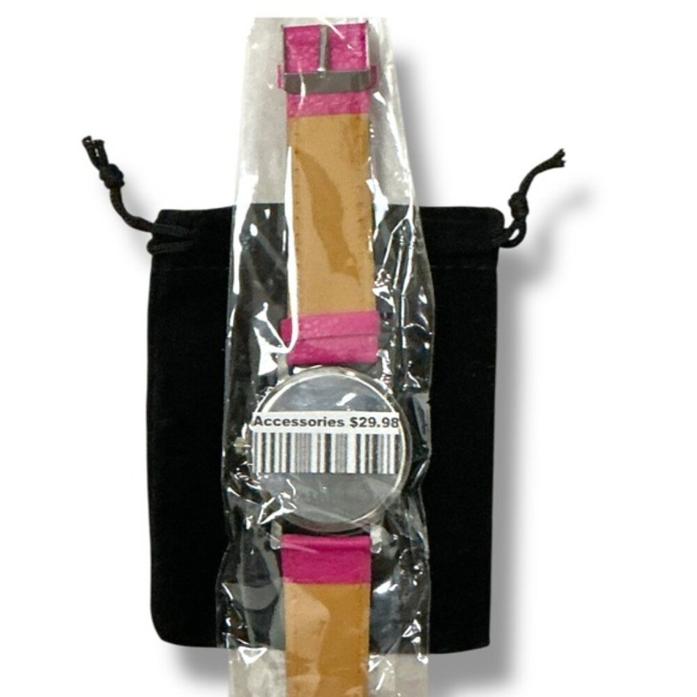 I’m Late Statement Watch Bright Barbie Pink PU Leather Buckle Band Strap Adult - Picture 11 of 16